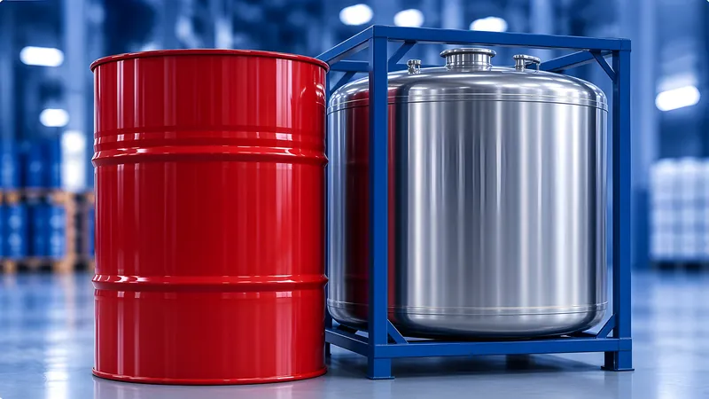 TDI (Toluene Diisocyanate) – red steel drum and stainless steel isotank